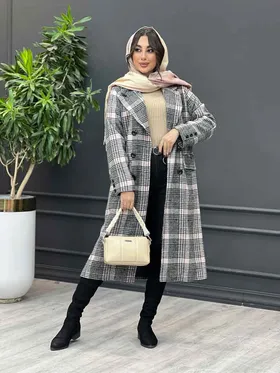 پالتو چهارخونه بلند شش دکمه