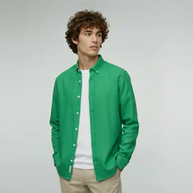 پیراهن آستین بلند یقه دکمه‌دار لینن کتان inception