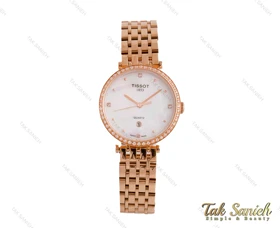 ساعت تیسوت زنانه رزگلد نگین‌دار Tissot-3854-L