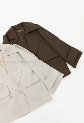 ترنچ کت کتان دودکمه کد1004338