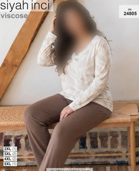 بلوز و شلوار بیگ سایز siyah inci کد 24805