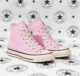 کتانی کانورس وارداتی ساق‌بلند صورتی آل استار/ Converse/ پپرونی