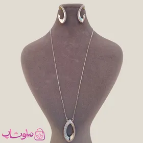 نیم ست زنانه ژوپینگ نقره ای نگین‌دار