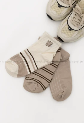 جوراب طرح دار نیم ساق پنبه کد1004919