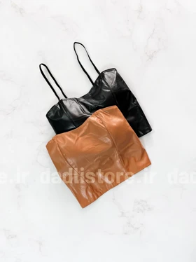 کراپ تاپ مجلسی چرمی پشت کش دار