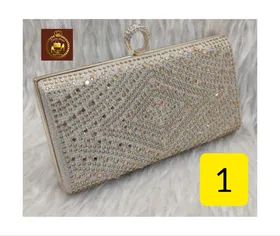 کیف دستی مجلسی زنانه نگین شیشه ای