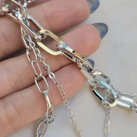 گردنبند سه لاین زنجیری با پلاک گل بهاری