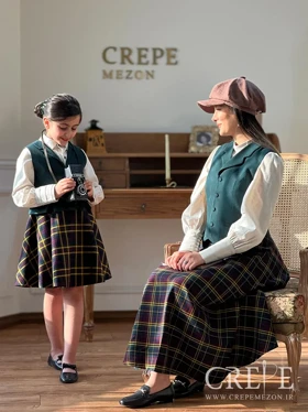 ست سه تیکه بلوز دامن جلیقه مدل پاییز