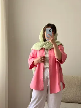 شومیز آستین سه ربع صورتی کد 300
