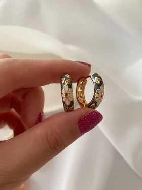 گوشواره میناکاری طوسی ysx