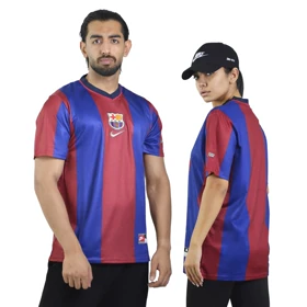 تیشرت فوتبالی پلیری بارسلونا مدل Nike-1998-99 آبی قرمز
