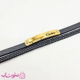 دستبند پسرانه چرم و استیل مدل کارتیه Cartier