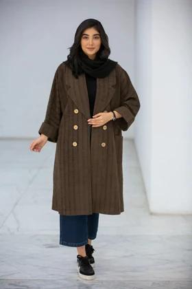 مانتو شنل بلند غزال (قهوه ای)