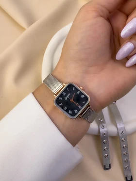 ساعت مچی زنانه بند حصیری مربعی