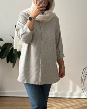 شومیز مانتویی لینن نخ تینا 1