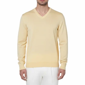 پلیور بافت یقه هفت زرد کره ای مردانه