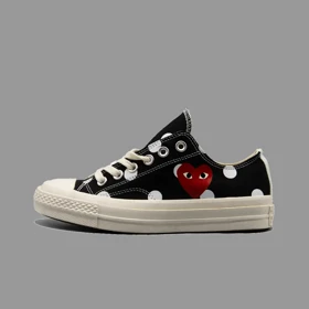کانورس پلی خال‌خالی مشکی ساق کوتاه Converse Cdg Play Black Polka Dot Lowtop