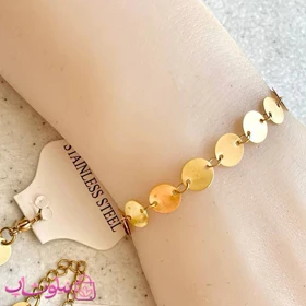 دستبند زنانه مدل پولکی طلایی استیل کد 942