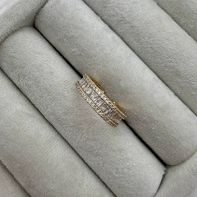 انگشتر با نگین تنیسی در دو رنگ