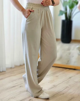 شلوار نیم بگ لینن (لینن) پارچه خارجی بدون آبرفت