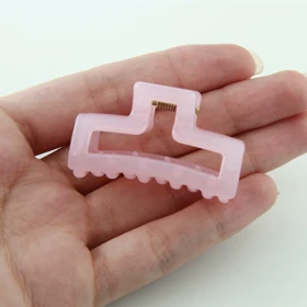 کلیپس دخترانه مستطیلی شفاف (صورتی روشن)