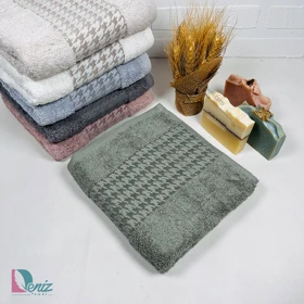 حوله دستی طرح پیچازی رنگ زیتونی