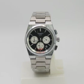 ساعت مچی مردانه تیسوت Tissot 1853 رنگ ثابت و 3موتور فعال کرنوگراف (بند نقره ای با صفحه مشکی)
