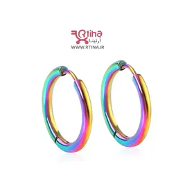 گوشواره حلقه‌ای پسرانه/ دخترانه مدل هولوگرام هفت رنگ