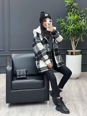 پالتو چهارخانه کلاه تدی