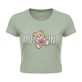 کراپ تیشرت آستین کوتاه زنانه مدل خرس 1194