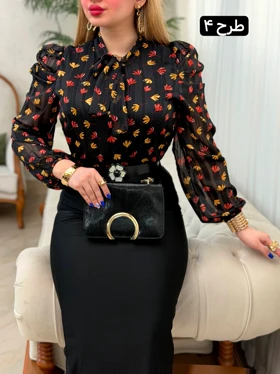 شومیز حریر آستین پف 3924