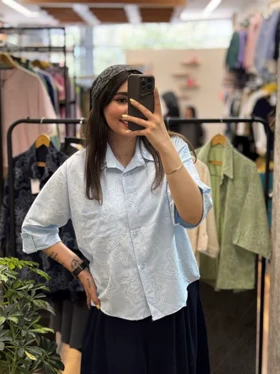 شومیز پانچ گل‌دار_1105 (ابی پاستیلی)