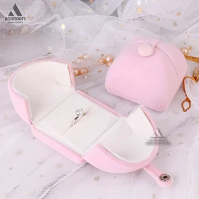 جعبه انگشتر مخملی Pink Velvet Ring Box