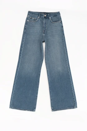 شلوار جین زنانه بگی آبی وسط جک پات ریزشی رویال جین royal jeans