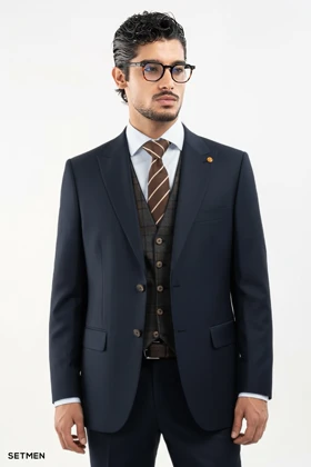 کت و شلوار مردانه سه تکه یقه بلیزر ژیله دورو