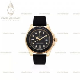ساعت مچی رولکس یات مستر بند رابر مشکی قاب طلایی Rolex Yacht Master