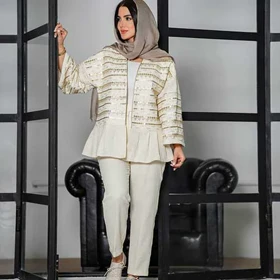 کت زنانه مدل لینن دمپا چین خرج کار هندی