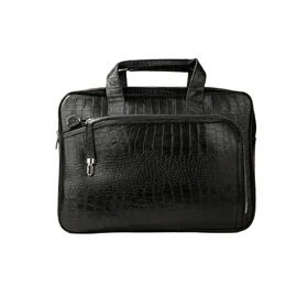 کیف اداری چرم طبیعی (طرح کروکو - رنگ مشکی)