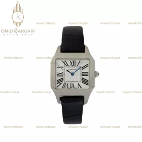 ساعت مچی کارتیه سانتوس دومونت قاب سیلور صفحه سفید Cartier Santos Dumont