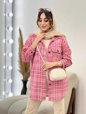 مانتو چهارخونه سرجیب دکمه