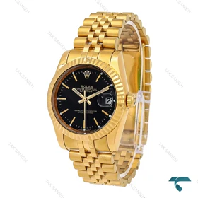 ساعت رولکس دیت جاست مردانه طلایی صفحه مشکی خطی Rolex-6743-G