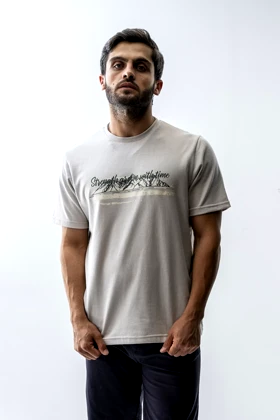 تیشرت بیسیک یقه گرد چاپی مردانه