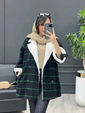 پالتو چهارخونه یقه تدی