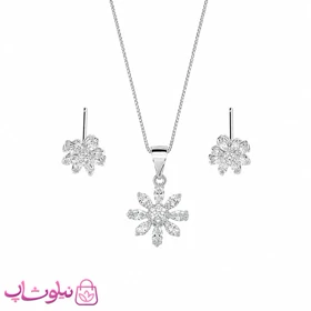 نیم ست زنانه نقره ظریف وارداتی عیار 925 مدل گل وزن 3/060 گرم کد 3466