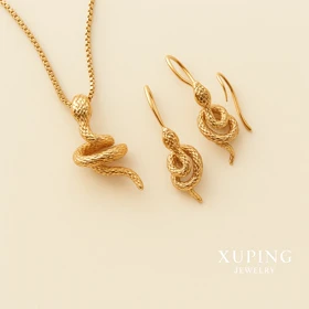 نیم‌ست زنانه طلایی طرح مار پیچ‌خورده – برند Xuping