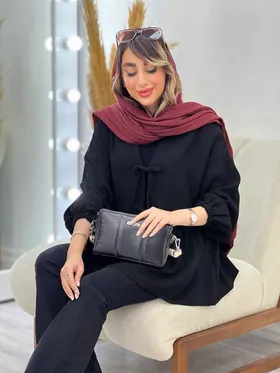مانتو کمر چین جلو بند دار