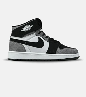 کفش کتانی ساق‌دار مردانه و زنانه مشکی طوسی سفید نایک جردن 1 مدل 7784