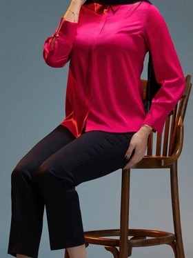 شومیز زنانه ساتن زارا یقه مردانه کلاسیک آیریس