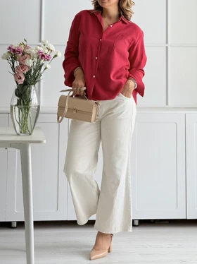 شومیز زنانه casual قرمز زنیر