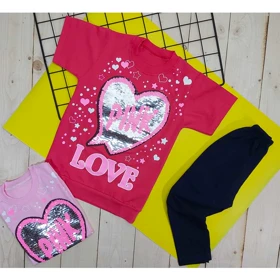 تیشرت و ساپورت پولکی دخترانه pink